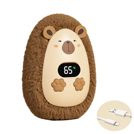 Rechargeable Hand Warmer Plush Animal USB Hand Warmer 3-Setting Brown