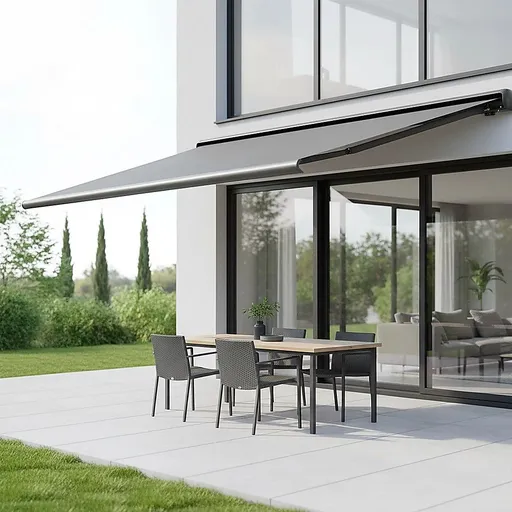 Motorised Retractable Awning – 5.5x3m Grey Full Cassette Design