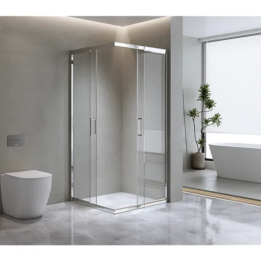 Adjustable 1100x1100mm Double Sliding Door Glass Shower Screen in Chrome