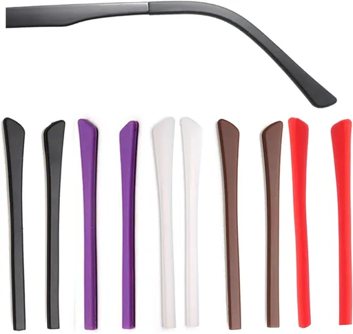 Glasses Temple End Tips Soft Silicone Anti Slip Socks Replacement for Eyeglass Thin Arm Covers 5 Pairs