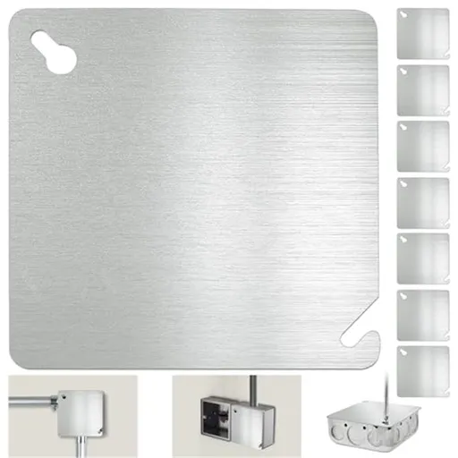 8 Pcs 4x4 Metal Electrical Box Cover Plate, Metal Junction Box Covers Plate, 4 Inch Square Flat Blank Electric Box Cover