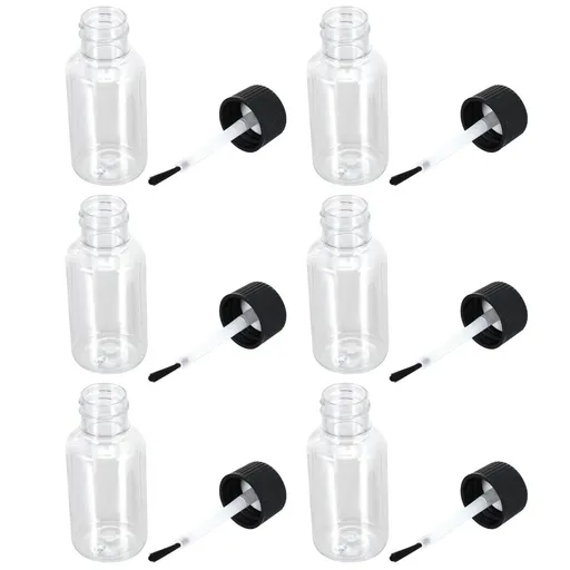 6pcs Empty Polish Bottle With Brush Glass Sealed For Nail Polish Users Travel