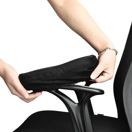 Ergonomic Memory Foam Office Chair Armrest Pads,Comfy Gaming Chair Arm Rest Covers for Elws and Forearms Pressure Relief(Set of 2),Stretch Fit,Black