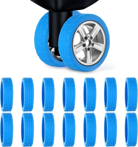 16pcs Luggage Wheel Covers, Portable Luggage Wheel Protector Covers Colorful Silicone Luggage Spinner Wheel Covers Luggage Wheel Accessories for Most 8 Caster Luggage (blue)
