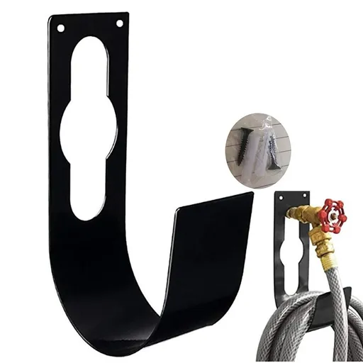 Garden Hose Hanger Wall Mount Heavy Duty Hose Holder Hook for 150ft 100ft 75ft 50ft Expandable Hose (Large, Black)