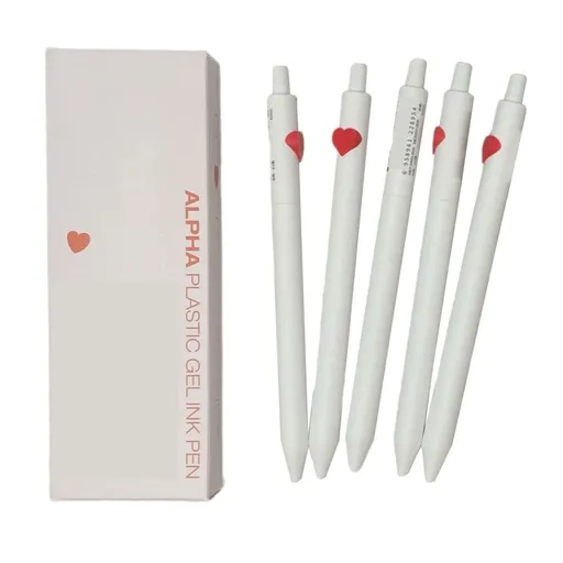 Retractable Gel Pen, Heart Design White Writing Pen, 1Pc 0.5mm Fine Point Black Ink Pen, Smooth Quick Dry Aesthetic Stationery, Cute Portable Daily Use Pen for Note Taking Journaling Planner