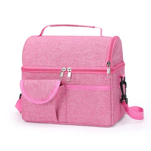 Pink Large Insulated Breast Milk Storage Bag, Dual Layer with Aluminum Foil Lining, Waterproof Oxford Fabric, Portable Handheld Food Container