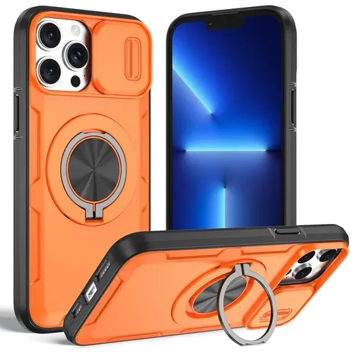 2-in-1 Magnetic Sliding Lens Case, Orange for iPhone 12 Pro