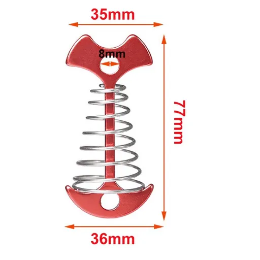 6pcs Aluminum Guyline Cord Adjuster Rope Tensioners Tent Awning Deck Anchor Pegs, 3 Inches Fishbone Shape with Spring Buckle