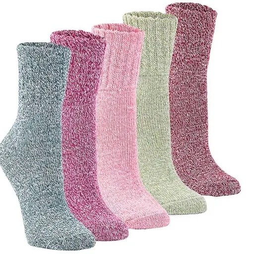 Women's Thermal Wool Socks Super Thick Warm Soft Cushioned 5 Pair Assorted Bright Colors Fit US 5-9