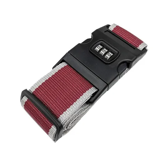 Luggage Strap Code Password Travel Suitcase Secure Lock Safe Nylon Packing Belt - Red+Grey