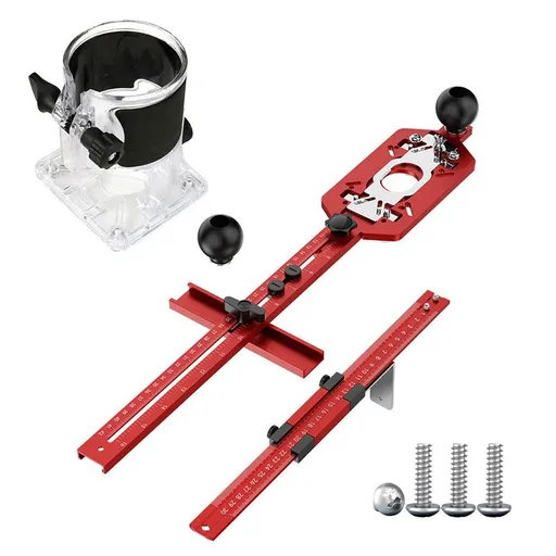 Multifunctional Router Base Plate for Woodworking Trimming Circular Milling Slotting Compatible with 65mm Trimmer Aluminum Alloy Three-in-One Positioning Jig for Panel Processing (3IN1+Transparent Shield)