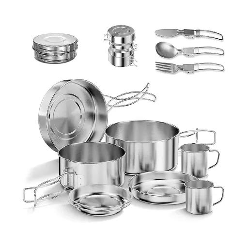 11 Piece Stainless Steel Camping Mess Kit