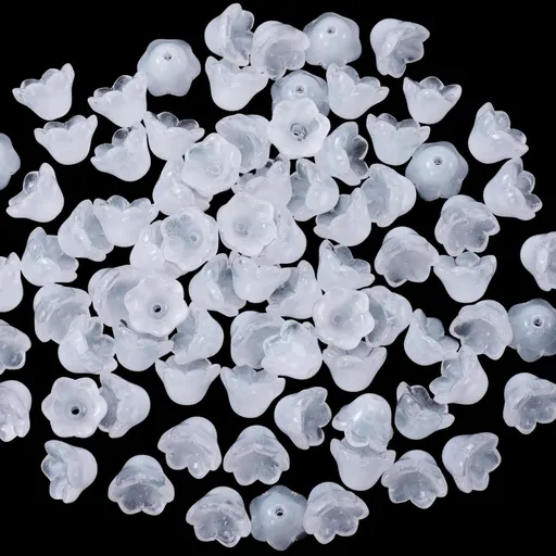 80pcs White Glass Trumpet Flower Beads, Bellflower Caps Flower Beads for Jewelry Making, Gradient Floral Charms for Necklace Earrings Bracelets DIY Crafts