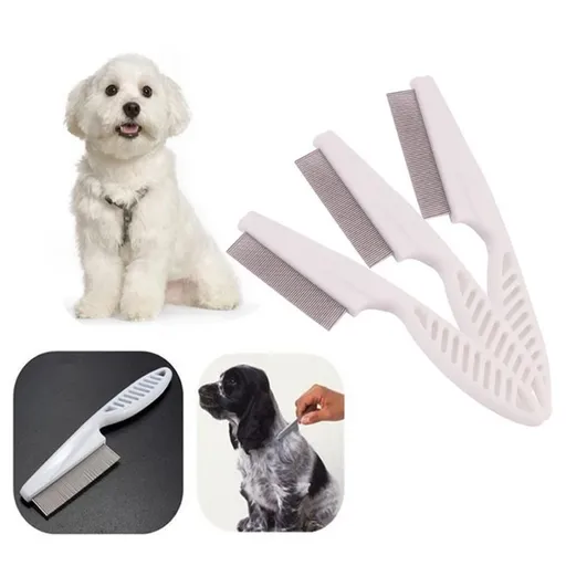 3Pcs Flea Comb for Dogs and Cats,Multifunctional Pet Hair Comb Flea And Tear Stain Removal,Double-Row Design Tick Comb