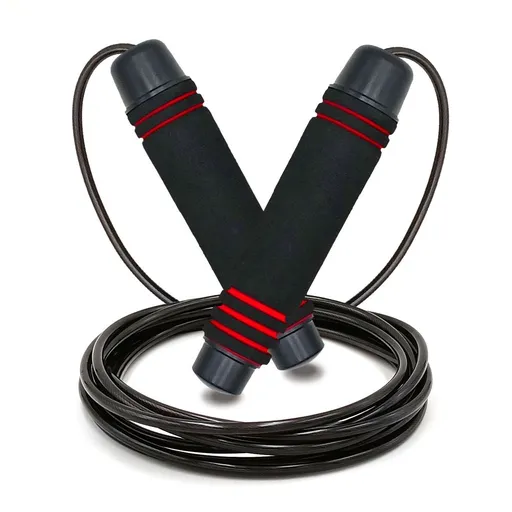 Adjustable Speed Jump Rope with Soft Memory Foam Handles, Tangle-Free Skipping Rope for Fitness, Cardio Workout & Exercise - Red