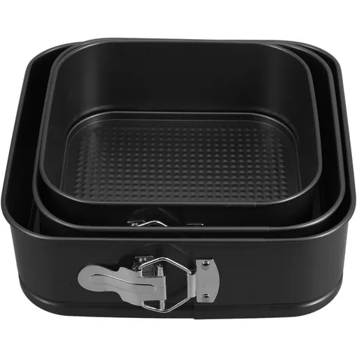 3pcs Square Lock Springform Cake Pan Set with Removable Bottom