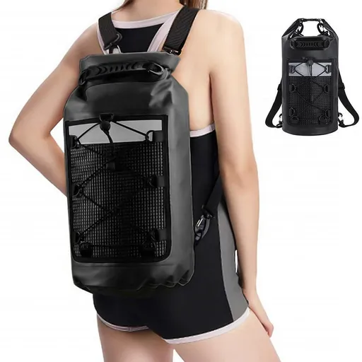 Roll-Top Backpack Dry Bag with Handle for Fishing Boating and Camping Black - M