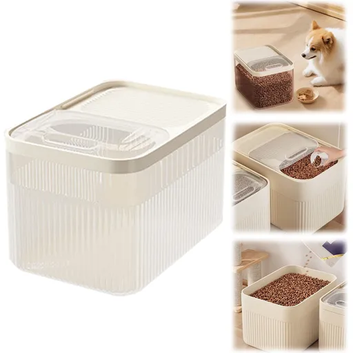 Airtight Pet Food Storage Container with Measuring Cup, Locking Dry Food Bin for Dog and Cat Food, Treats, 16 x 24 x 18 cm, Clear
