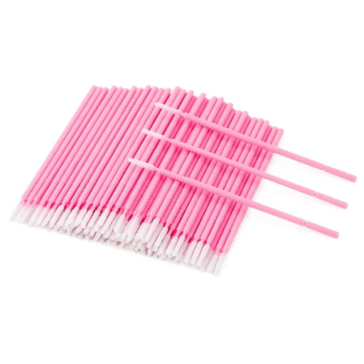 Micro Cotton Swabs, 200pcs Disposable Micro Applicator, Microswabs for Eyelash Extensions, Micro Applicator Brush Cleaning Tool for Lashes, Dental, Nails, Eyeliner and Personal Care (Pink)