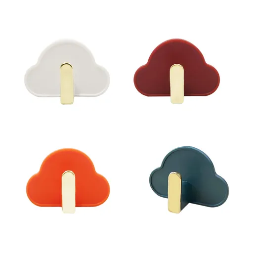 4Pcs Cloud Adhesive Hooks, Cute Wall Hangers without Nails, Colorful Sticky Hooks, Decorative Hooks for Girls Bedroom