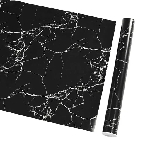 10M Marble Self-Adhesive PVC Wall Sticker Wallpaper Decor - Black Marble-A