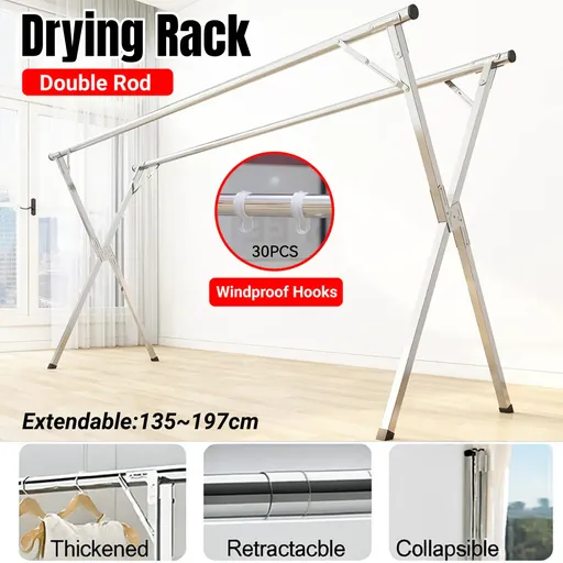 Drying Rack Foldable Stable Sturdy for Indoor Outdoor Balcony Space Saving