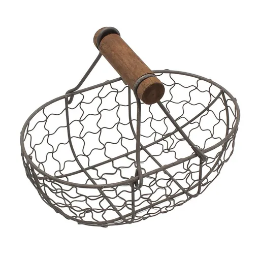 1 Pcs Metal Wire Egg Basket, Eggs Collecting Basket With Handle Wire EggBasket For Gathering FreshEggs, Small Metal EggCollectingBasket, Vintage Style Countertop EggStorage Basket