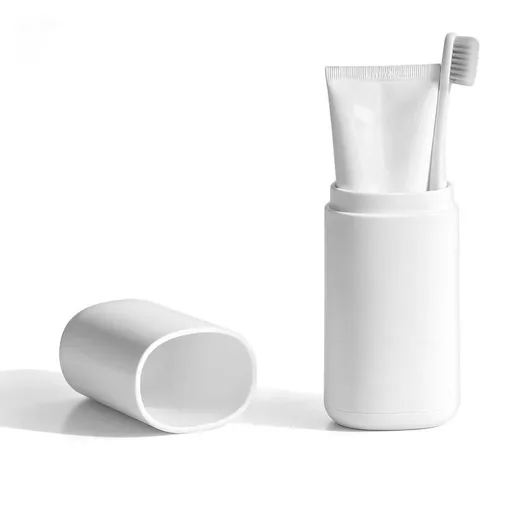 Portable 180 ml Travel Toothbrush Holder and Rinse Cup - White