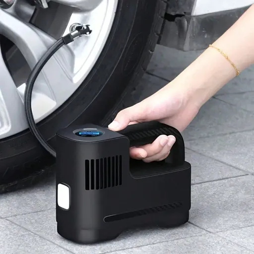 1pc Portable Digital Air Compressor Pump Fast Inflation LED Light Rope Multi Purpose Tire Inflator For Automobile Motorcycle Compact Easy To Use Space Saving Design