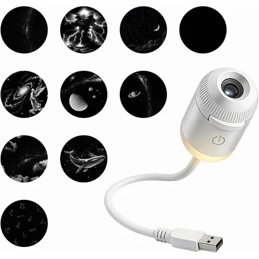 Projection Lamp 2 in 1 Night Light Adjustable Brightness USB Starry Sky for Bedroom Ceiling Wall Decor