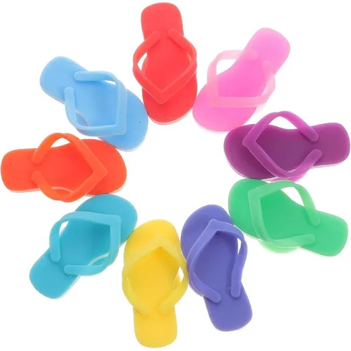 9pcs Wine Glass Markers Drink Charms Silicone Reusable Slipper Shape for Cup Identification