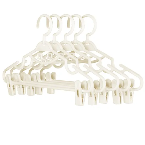 Plastic Pants Hangers with Clips 5 Pack Heavy Duty Skirt Hangers Swivel Hook and Notches Space Saving Acrylic Clip Hangers for Pants Suitable for All Clothing White