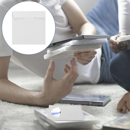 50Pcs White Paper Cd Cases Sleeves for Dvd and Cd Disc Protection
