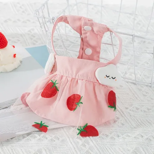 Pet Clothing Polyester Skirt Pretty Pet Pink strawberry cloud style random M (recommended weight 2.50 kg-4.00 kg