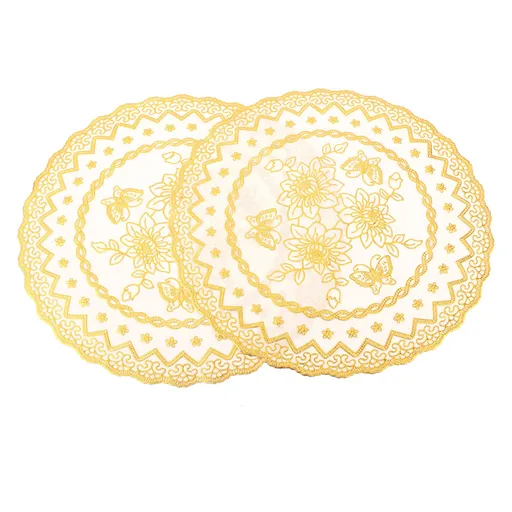 2PCS 30cmx30cm Table Mats Gold Dining Table Placemats for Wedding Party SuppliesStyle 03