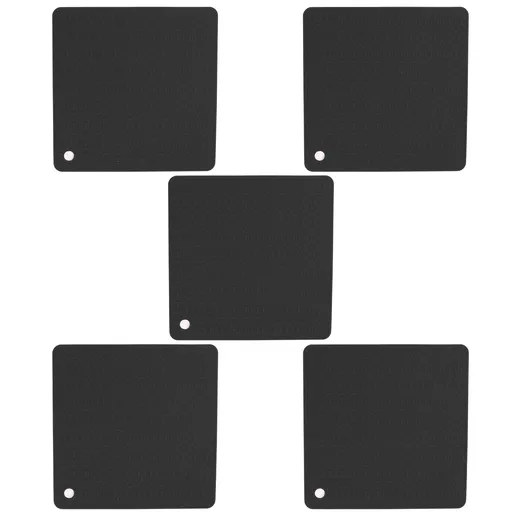 5pcs Silicone Pot Holders Mat Heat Resistant Anti Slip Square Honeycomb Trivet Mat Hot Pads for Kitchen Counter Black