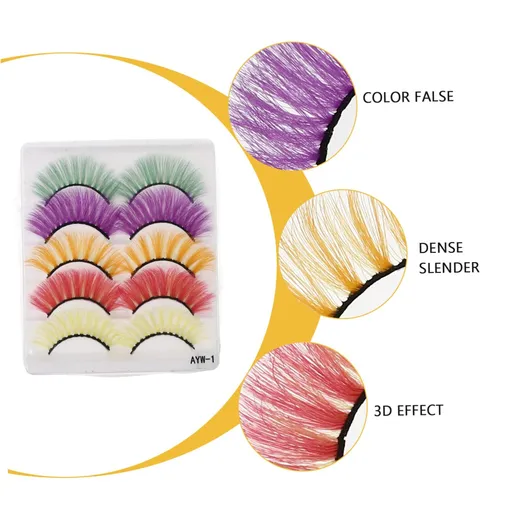 5 Pairs Fake eyelashes Dramatic False Eyelashes rainbow lashes eyelashes dramatic Colored Eyelashes False Lashes 3d Flexible False