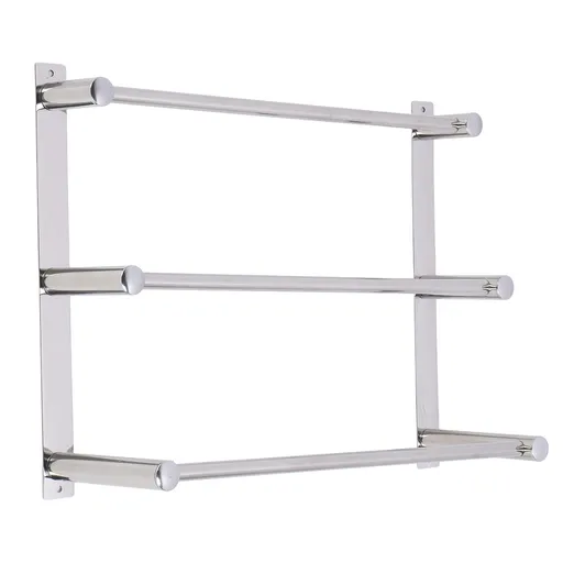 Towel Rack Bathroom Wall Mounted Stainless Steel Hanging Holder with Small Hooks 3 Poles