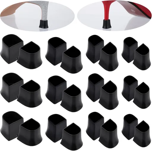 Heel protectors - U-shaped - 4 sizes - Black - 12 pairs - Non-slip - Sound-dampening - Heel protection - Heel protectors - Suitable for stilettos