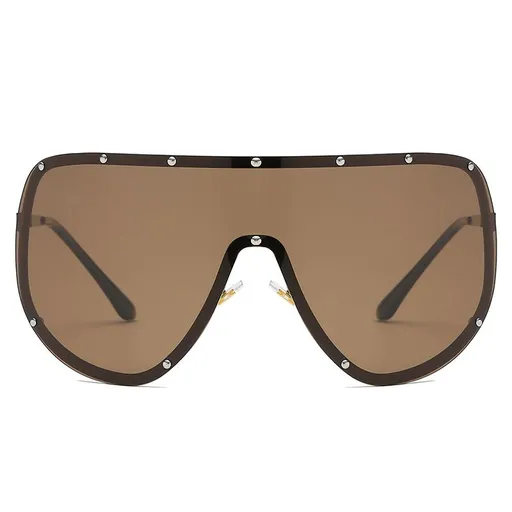 2 pcs Fashion Punk Rimless Oversized One Piece Shield Flat Top Sunglasses rivet Sun Glasses Female Eyewear