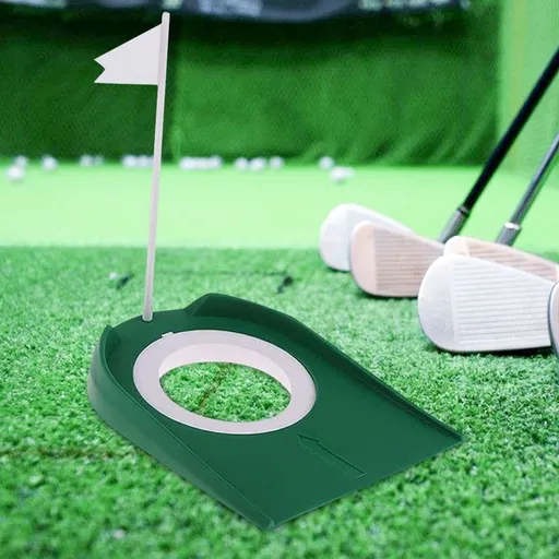 Portable Golf Putting Mat with Return Cup | 18cm x 13.5cm Practice Mat for Indoor & Outdoor Use | Includes Hole (6.8cm/2.68") | Office, Home, Yard Training Aid (Ball Not Included)