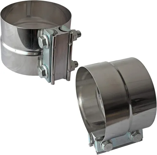 4" Lap Joint Exhaust Band Clamp - Stainless Steel With 1 Block 2Pcs For 4" Od To 4" Id Exhaust Pipe, Muffler, Elbow And Exhaust Tubing Connection(2 Pack)