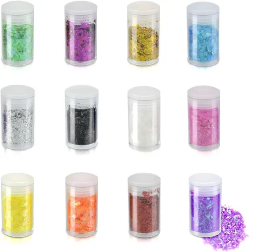 12 Colors Chunky Face Glitter No Glue Cosmetic Body Nail Eye Hair Art Resin Tumbler Holographic Glitte Makeup Sequins Party for Rave Festival Fine Eyeshadow