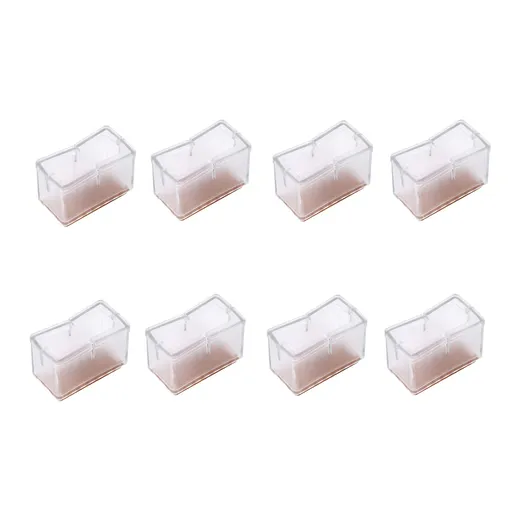8 Pcs / Set Chair Legs Cover Rectangle Furniture Legs Protector with Rubber Sole(Transparent)