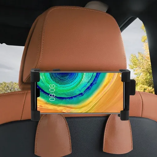Car Headrest Phone Holder Backseat Mount Adjustable Black Tablet Stand