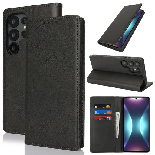 Fit for Samsung Galaxy Wallet Case with Card Holder for Women Men| Premium PU Leather, Flip Folio Purse Case, with Card Slot, Stand Holder,Magnetic Closure, TPU Shockproof Protective Case - Black - Size Samsung A08 4G