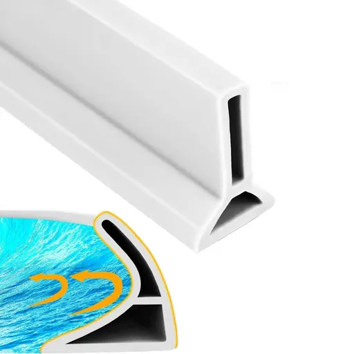 Shower Water Stopper - Self-Adhesive Shower Water Barrier - Shower Threshold - Water Threshold - 2 Meters - With Adhesive - Silicone - Sanitary Water Stopper - Anti-Water Strip - Water-Repellent Strips - Sealant Edge - Bathroom Water Threshold - Leak