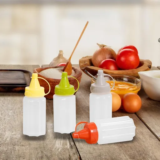 4pcs Mini Tomato Ketchup Bottle Condiment Bottles Empty Reusable Portable Multipurpose Refillable Honey Storage