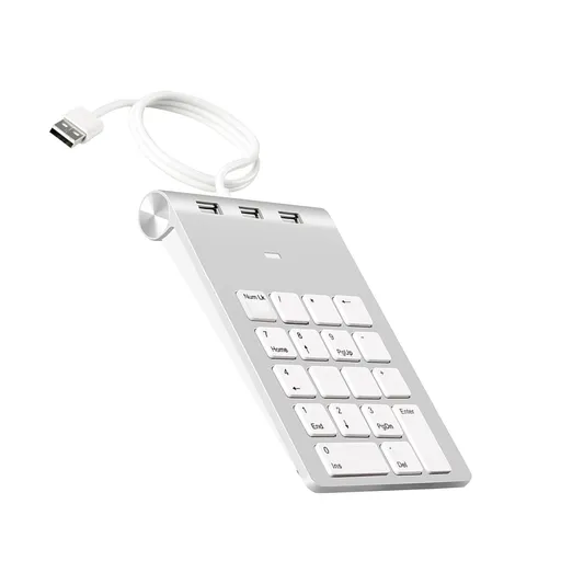 Wired Number Pad - USB Numeric Keypad Number Pad for Laptop 18 Key Number Pad with 3 USB 2.0 Ports Number Keypad